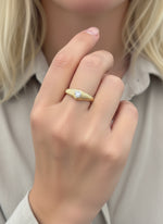Diamond Heart Ribbed Ring