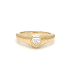 Diamond Heart Ribbed Ring