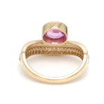 Pink Sapphire Oval Bezel Set Diamond Wave Ring