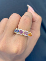 Rainbow Sapphire Diamond Ring