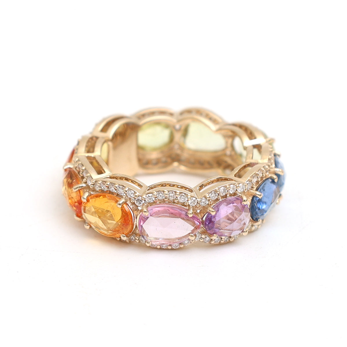 Rainbow Sapphire Diamond Ring