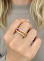 Rainbow Sapphire Diamond Ring