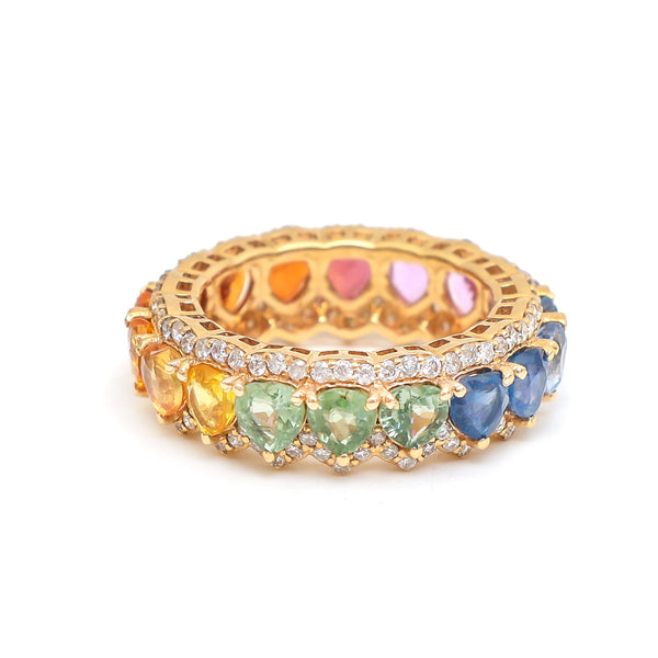 Rainbow Sapphire Diamond Ring