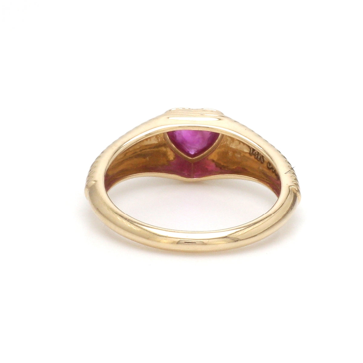 Ruby Heart Ribbed Ring