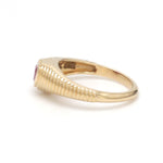 Ruby Heart Ribbed Ring