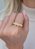 Yellow Diamond A Letter Ring