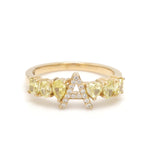Yellow Diamond A Letter Ring