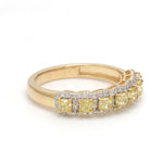 Yellow Diamond Cushion With Diamond Ring