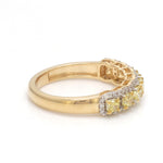 Yellow Diamond Cushion With Diamond Ring