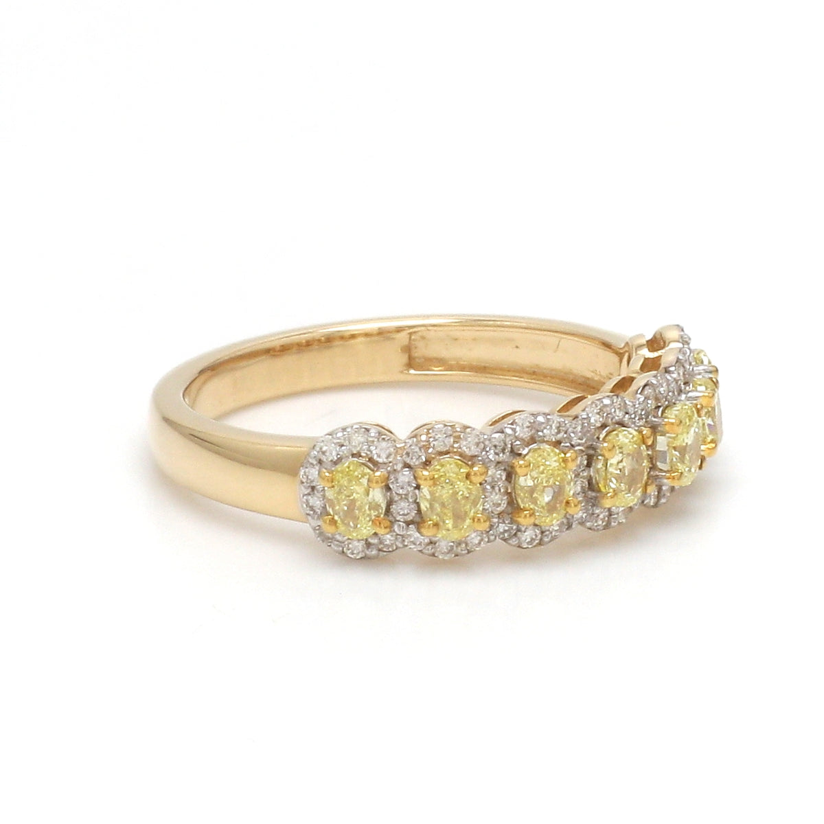 Yellow Diamond Oval With Diamond Half Ring