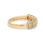 Yellow Diamond Oval With Diamond Half Ring