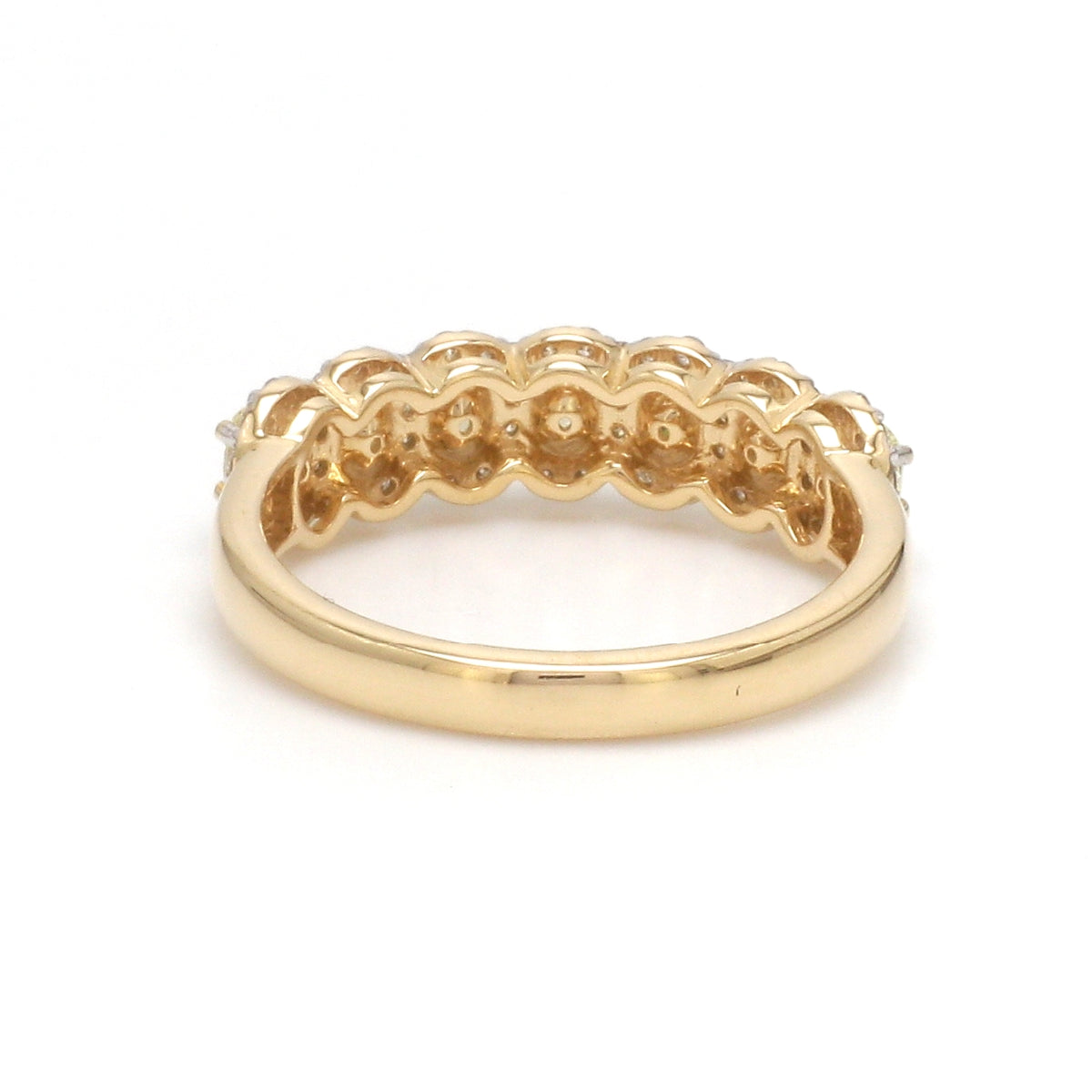 Yellow Diamond Oval With Diamond Half Ring