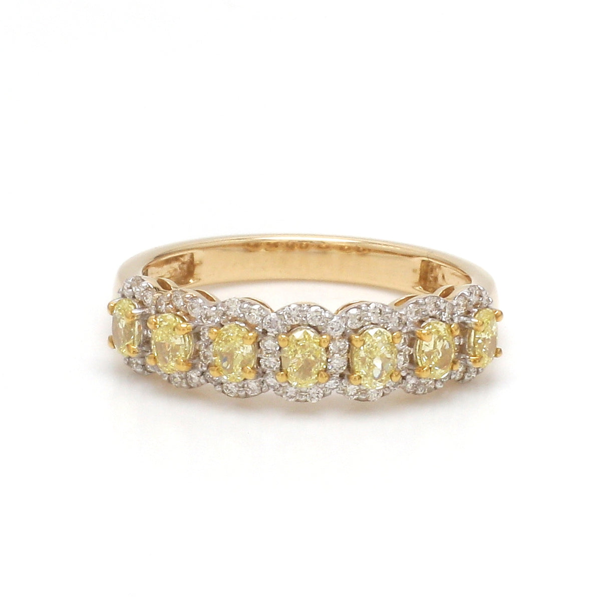 Yellow Diamond Oval With Diamond Half Ring