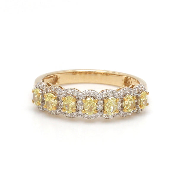Yellow Diamond Oval With Diamond Half Ring
