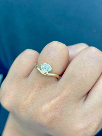 JPRG-3479/8892 Lab Grown Diamond Oval Bezel Set Wave Ring