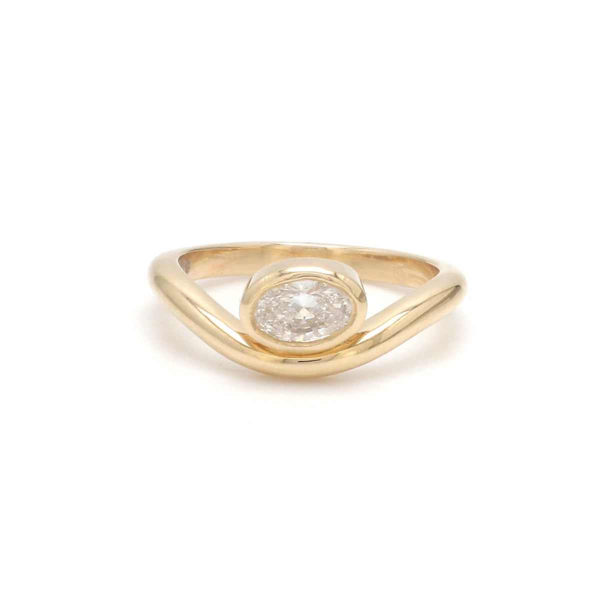 Lab Grown Diamond Oval Bezel Set Wave Ring