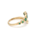 Emerald Round Bezel Set East West Ring