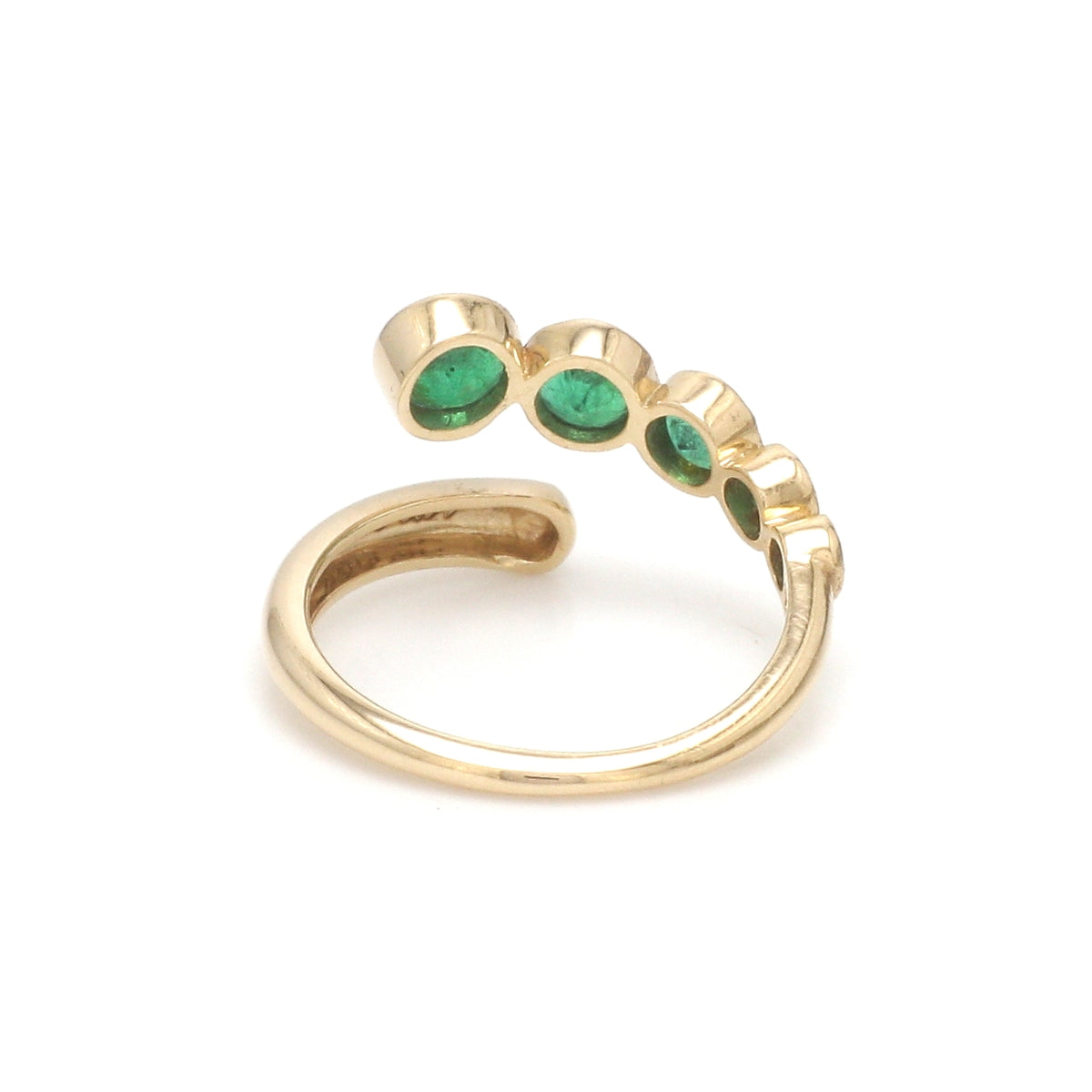 Emerald Round Bezel Set East West Ring