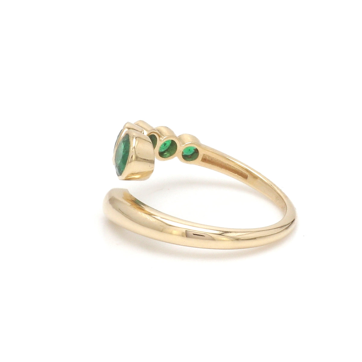 Emerald Round Bezel Set East West Ring