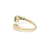 Emerald Round Bezel Set East West Ring