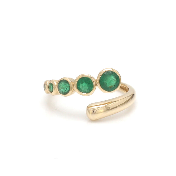 Emerald Round Bezel Set East West Ring
