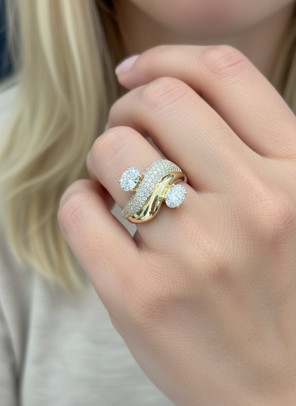 Lab Grown Diamond Oval Round Wave Ring
