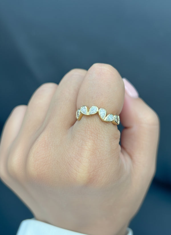 Diamond Pear Bezek Set Half Ring