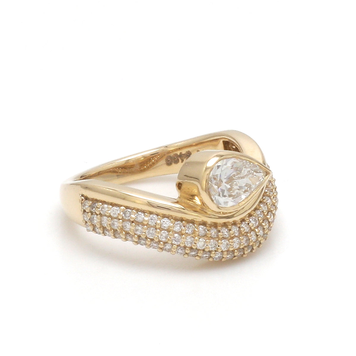 Lab Grown Diamond Pear Bezel Set Wave Ring