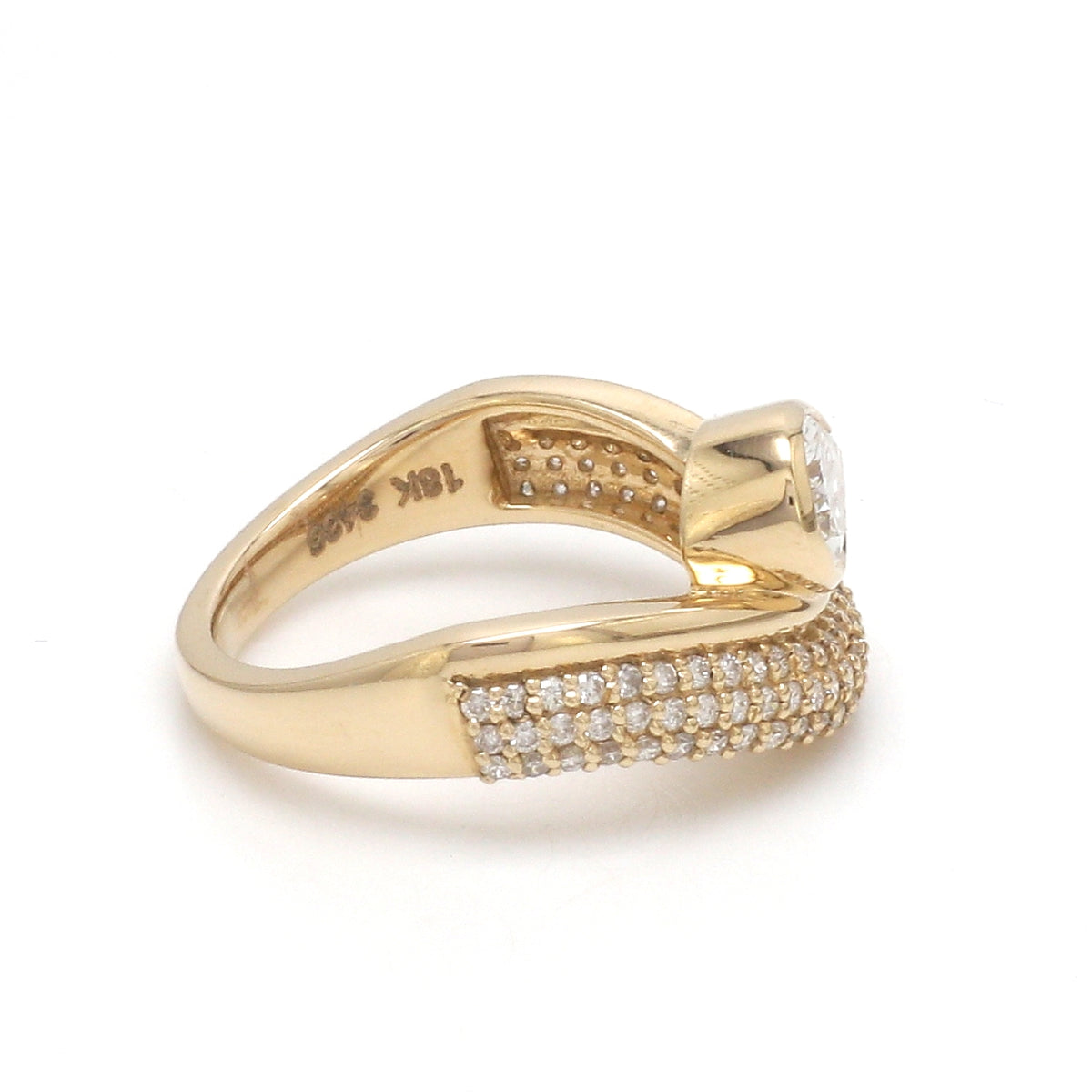 Lab Grown Diamond Pear Bezel Set Wave Ring