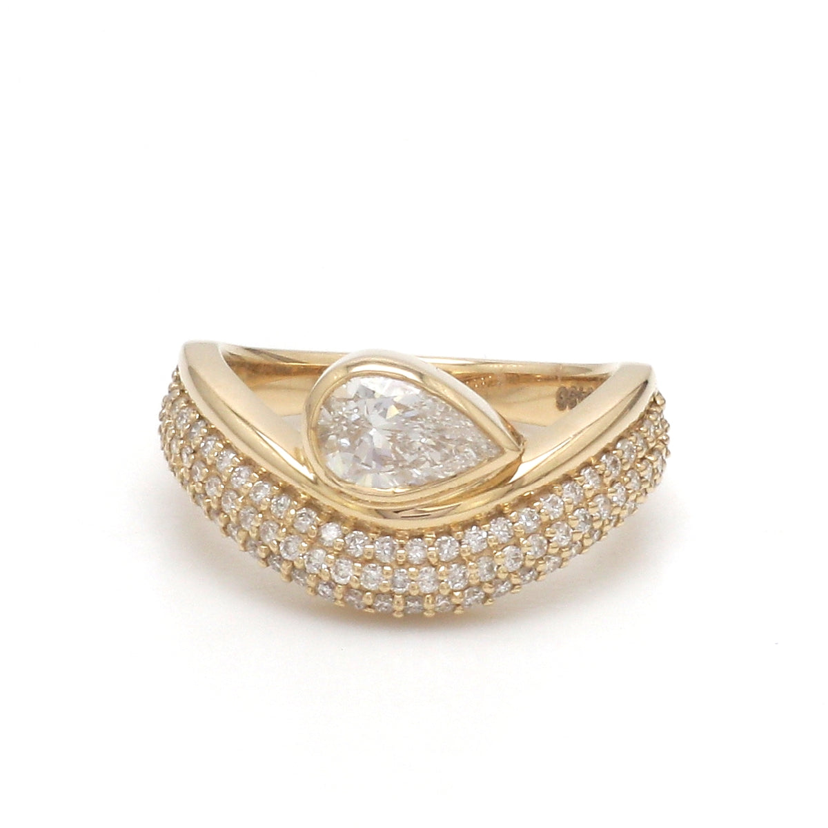 Lab Grown Diamond Pear Bezel Set Wave Ring