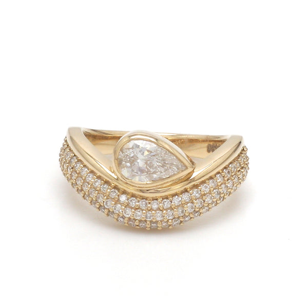 Lab Grown Diamond Pear Bezel Set Wave Ring