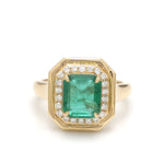 Emerald Octagon With Diamond Ring
