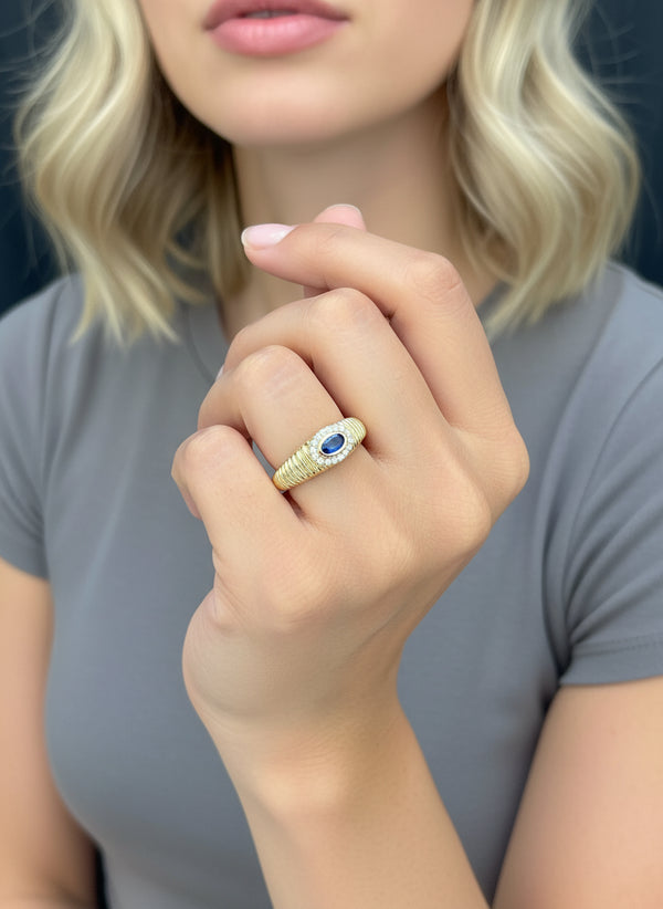 Blue Sapphire Diamond Ring