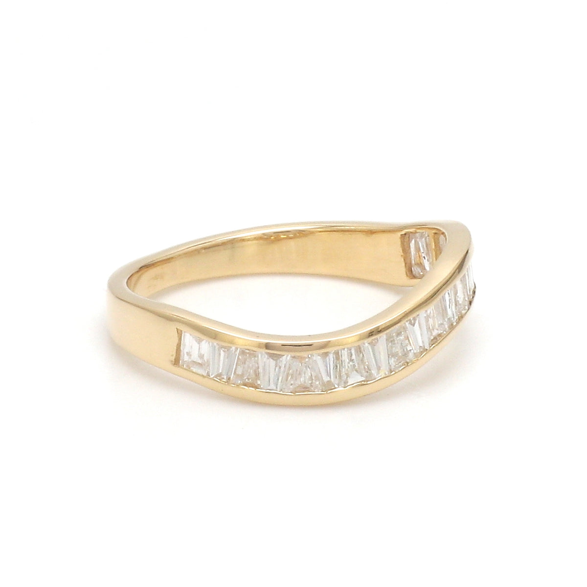 Diamond Baguette Chennal Setting Half Wave Ring