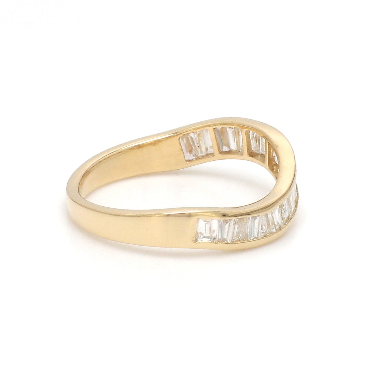 Diamond Baguette Chennal Setting Half Wave Ring