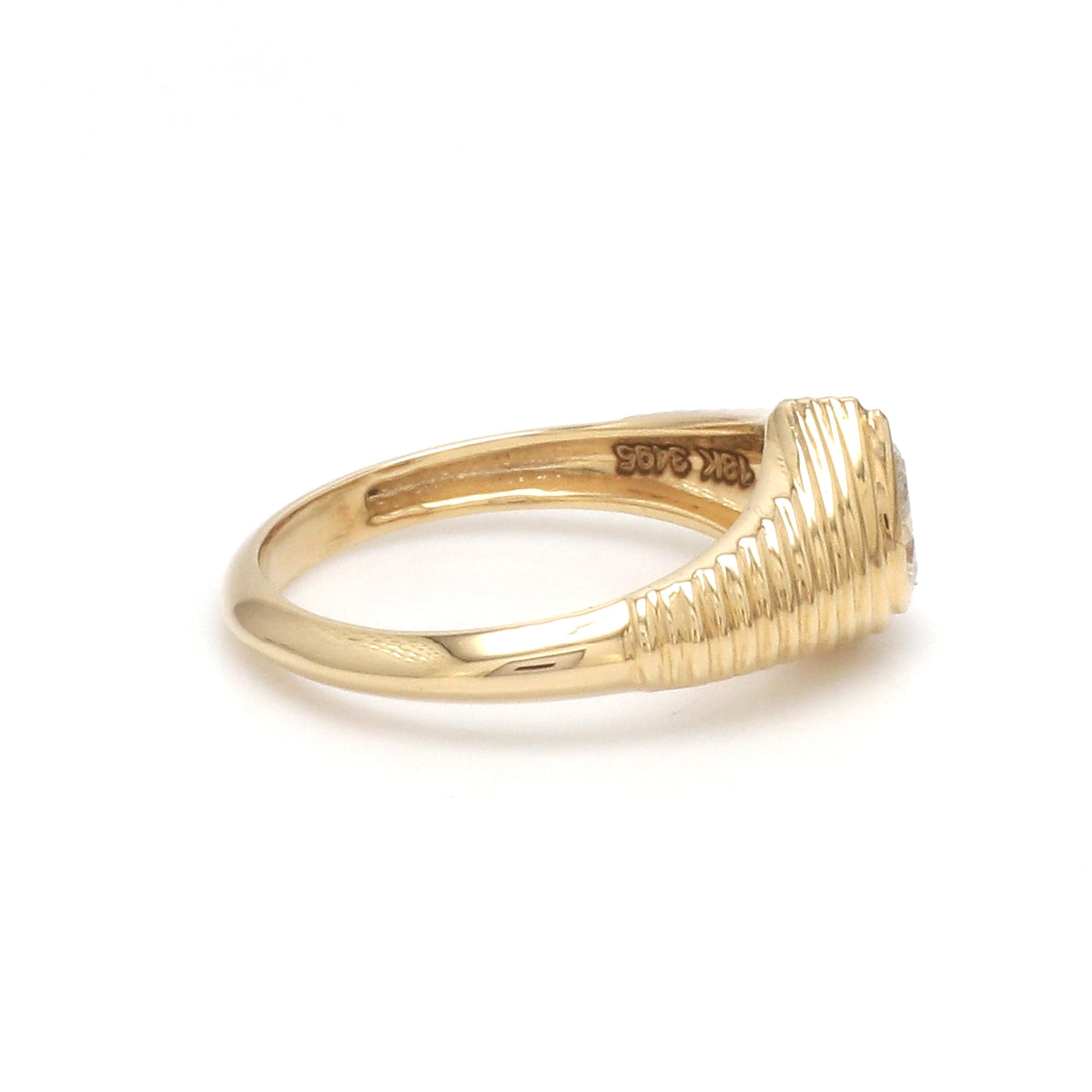 Blue Sapphire Heart Ribbed Ring