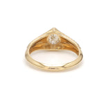 Blue Sapphire Heart Ribbed Ring