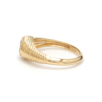Blue Sapphire Heart Ribbed Ring