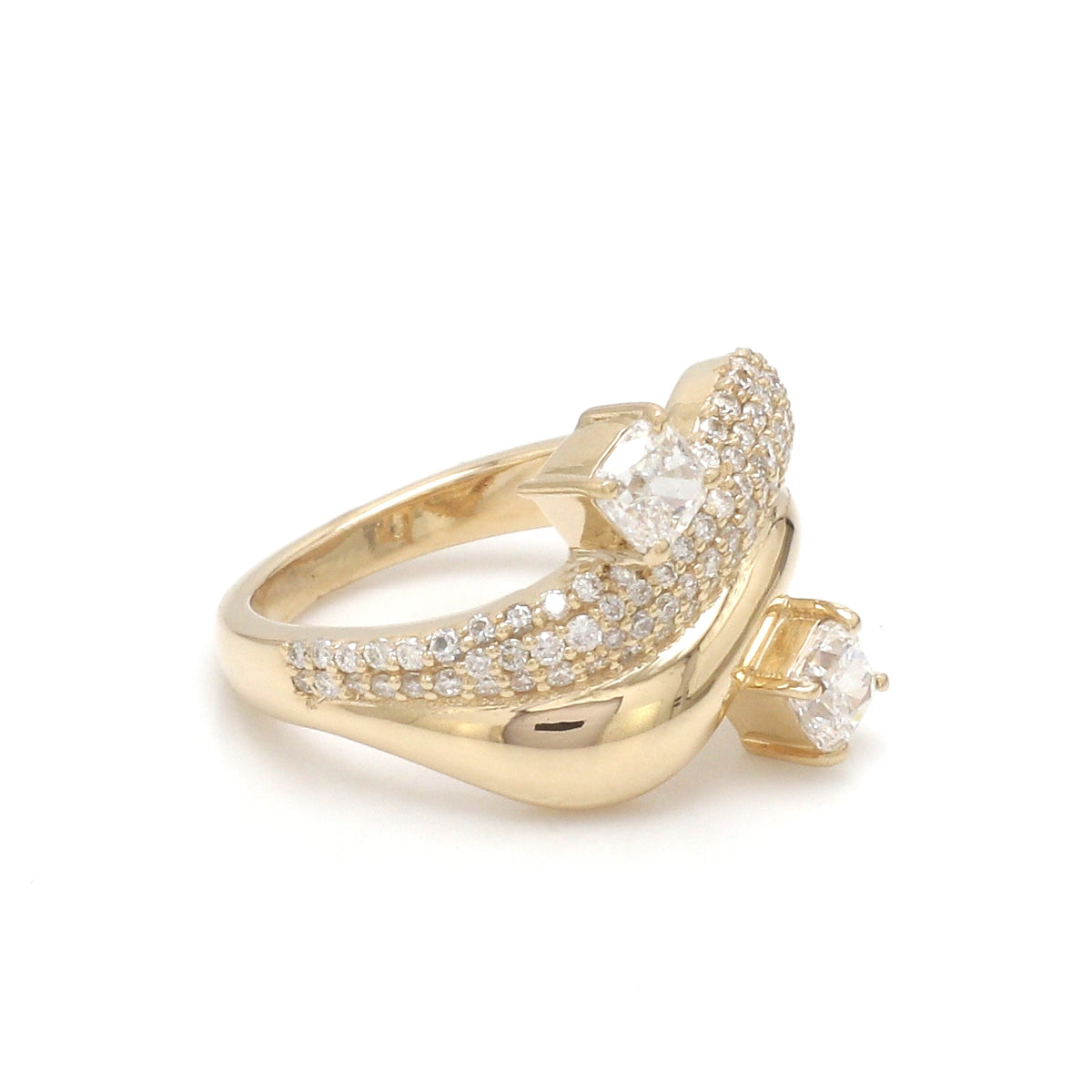 Lab Grown Diamond Cushion Round Wave Ring