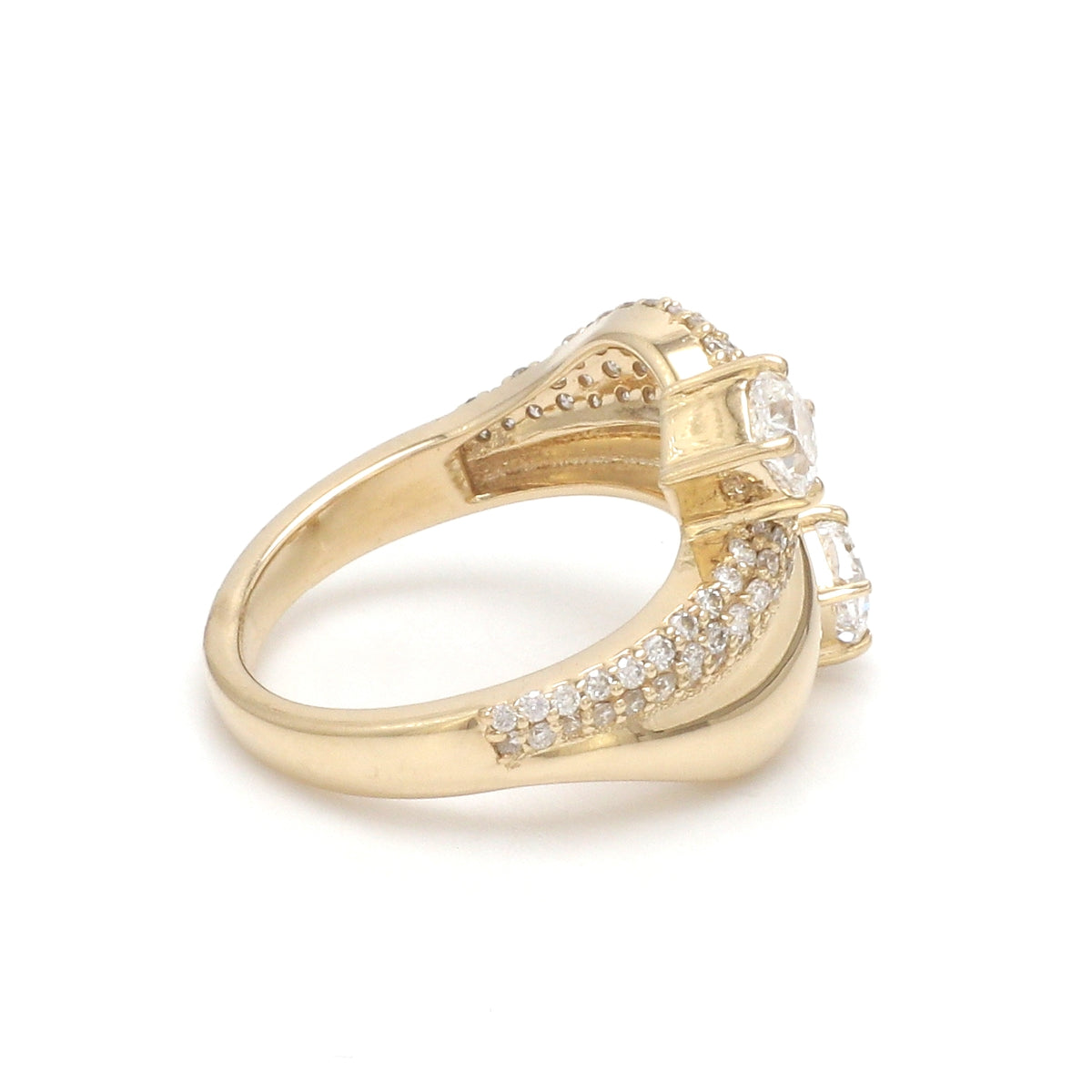 Lab Grown Diamond Cushion Round Wave Ring