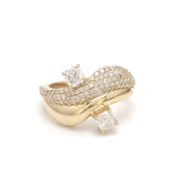 Lab Grown Diamond Cushion Round Wave Ring