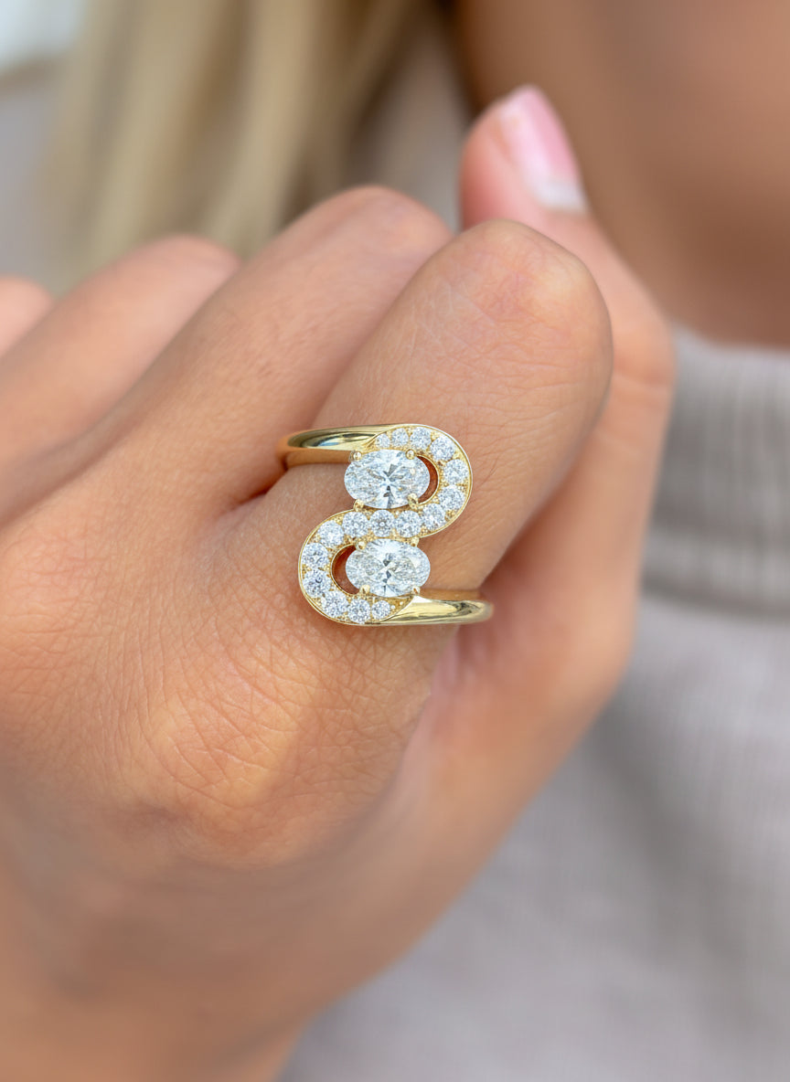 Lab Grown Diamond Oval Wave Ring