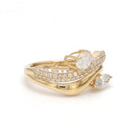 Diamond Pear Oval With Round Wave Ring