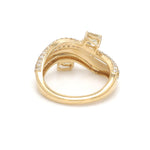 Yellow Diamond Cushion With Diamond Wave Ring