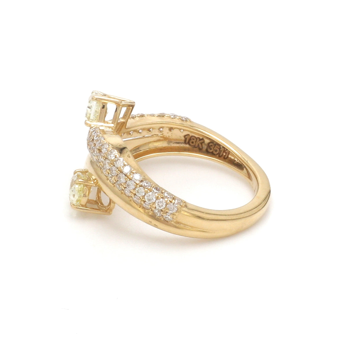 Yellow Diamond Cushion With Diamond Wave Ring