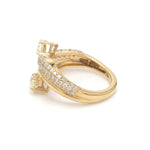 Yellow Diamond Cushion With Diamond Wave Ring
