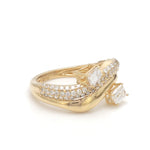 Diamond Octagon With Round Diamond Wave Ring