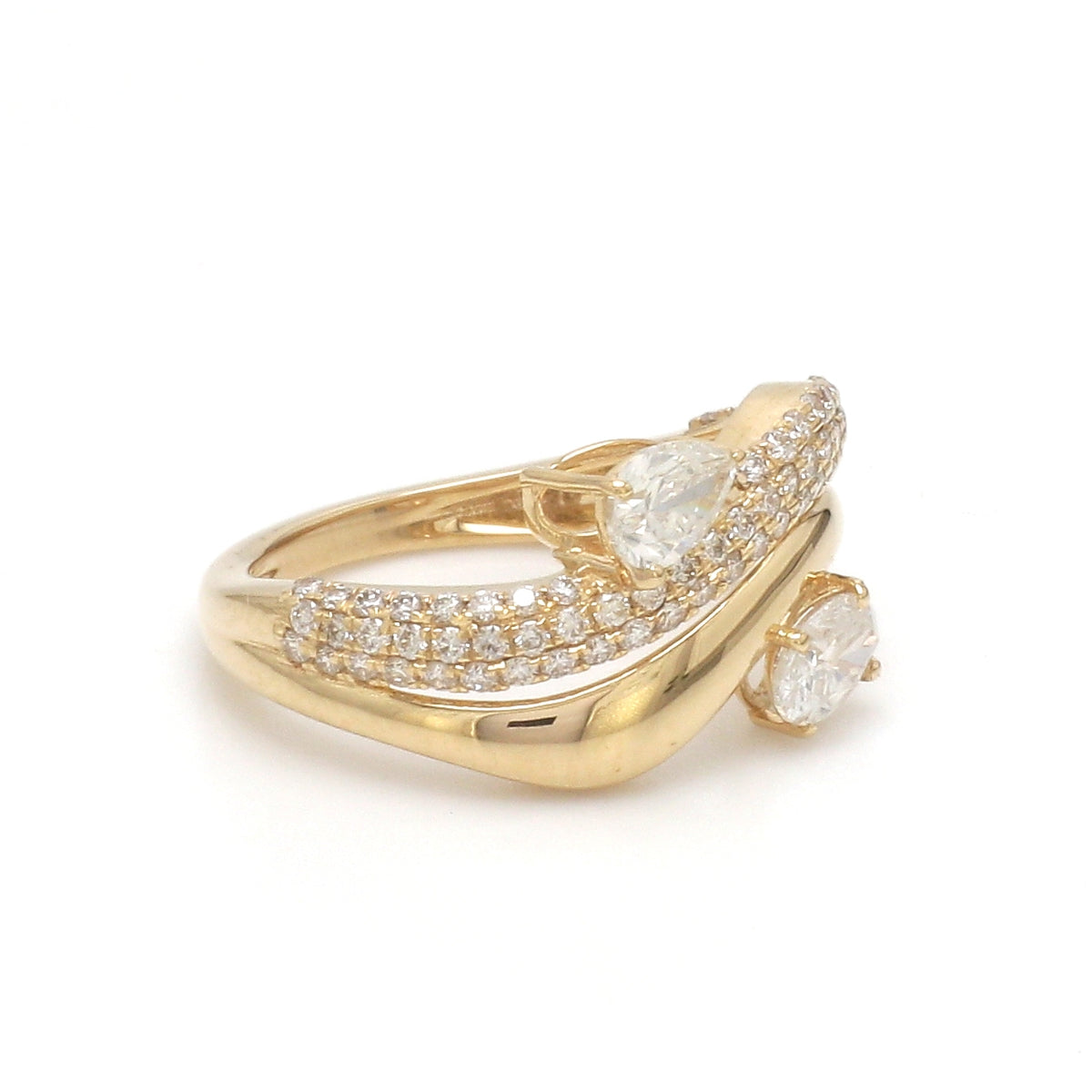 Diamond Pear Oval With Round Diamond Wave Ring