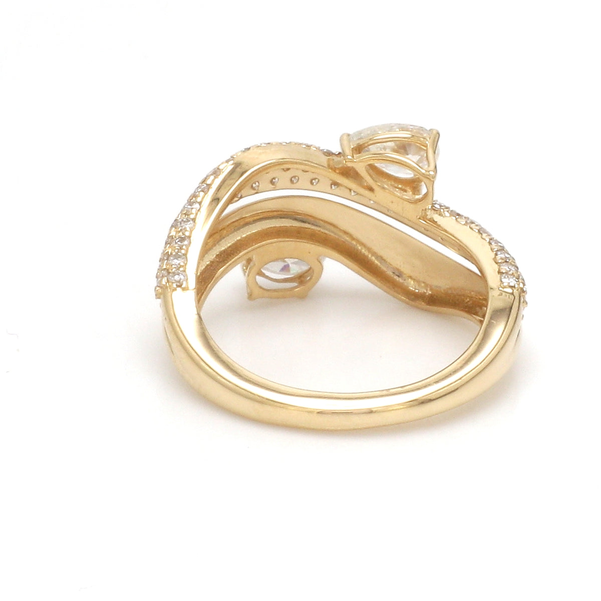 Diamond Pear Oval With Round Diamond Wave Ring
