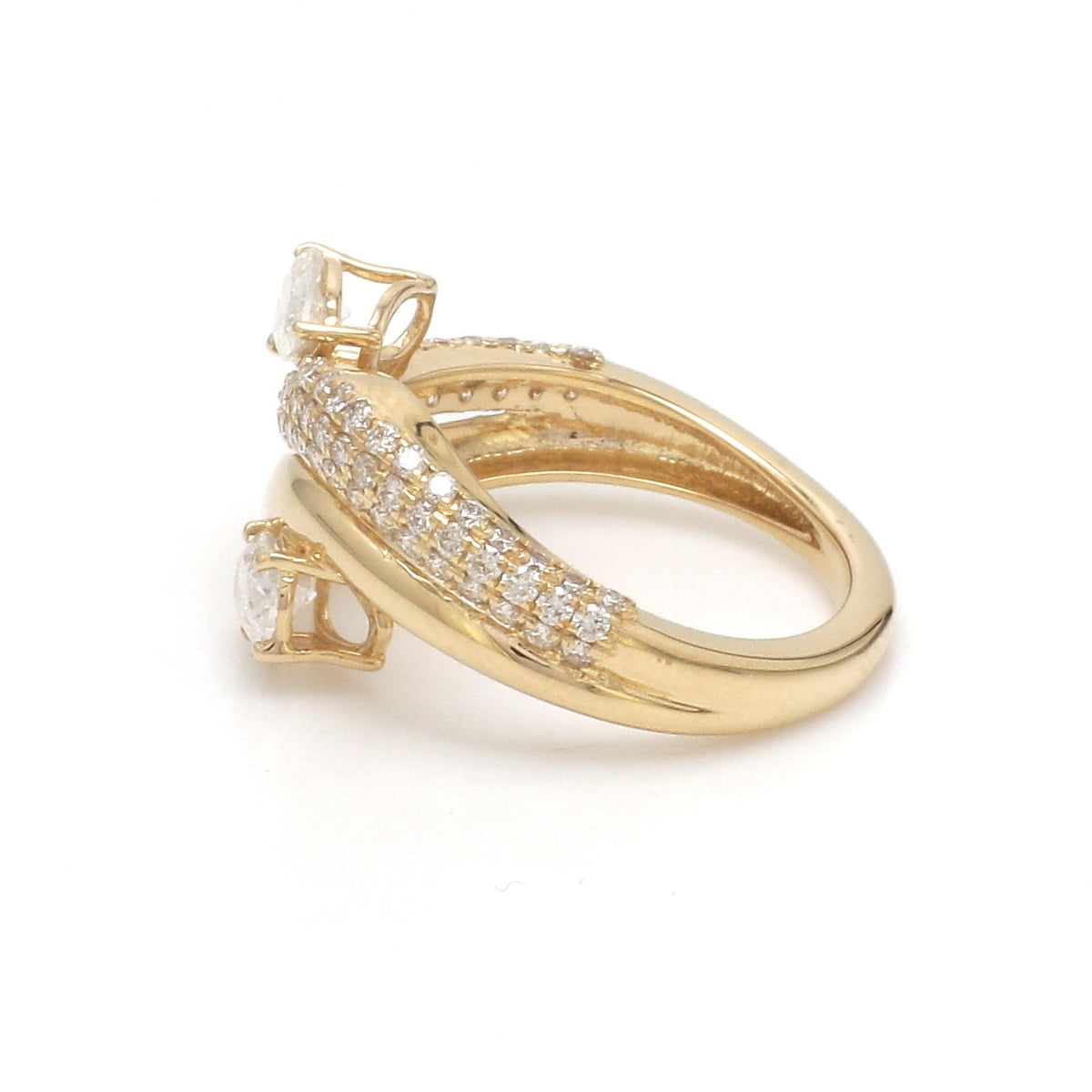 Diamond Pear Oval With Round Diamond Wave Ring